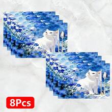 1 pieza/4 piezas/6 piezas, Decoración del hogar, Manteles individuales de lino con estampado de gato, Adecuados para la mesa del comedor, Decoración para todas las estaciones, Manteles de estilo moderno lavables, Decoración de la habitación, Manteles, Posavasos, Manteles para la mesa del comedor de la cocina, Decoración de fiestas interiores/exteriores, Decoración del hogar, Regalo ideal - Multicolor - Ver 15