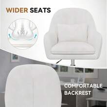 Velvet Padding Office Chair Adjustable Height 150kg Load Capacity Beige For Home Office Study Bedroom - White - View 4