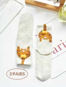 可爱猫咪球袜 - 3D猫蛋设计，柔软涤纶材质，建议手洗，男女皆宜的抽象猫咪爱好者礼物，萌趣袜子，趣味袜子设计，耐用袜子材质，猫咪袜子，猫蛋袜子，动物中筒袜，时尚趣味袜子 - 彩色 - 查看 19