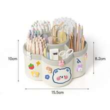 Cute Capybara 360° Rotating Pen Holder - Large Capacity Desktop Organizer & Makeup Brush Storage Box - Multifunctional Stationery Supply For Office & Study - Adorable Birthday Gift For Students & Kids (Multi-Color Options) - Multicolor - View 5
