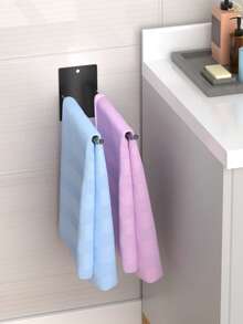 1 buah Rak Handuk Tanpa Bor, Rak Penyimpanan Toilet yang Dipasang di Dinding, Rak Handuk Kamar Mandi, Rak Penyimpanan Kamar Mandi, Cocok untuk Dapur, Kamar Mandi, Toilet, Dekorasi Kamar Mandi - Hitam - View 3