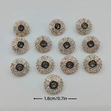 15pcs/1.8cm Fashion Personalized Minimalist Round Gold Flower Rhinestone Plastic Buttons, Luxury Rhinestone Buttons, European And American Style High-End Vintage Elegant Versatile Buttons, Handmade Sewing High-Quality Gold Base Versatile Gray Rhinestone Buttons, DIY Decoration Buttons For Clothes, Bags, Hats, Coats, Sweaters, Pants, Shirts - 15pcs/1.8cm Gray Rhinestone Flower Buttons - View 11