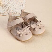 1 Pair Newborn Infant Girl Embroidered Heart Bow Cute Fashion Versatile Princess Shoes Suitable For Spring And Autumn - Apricot - View 9