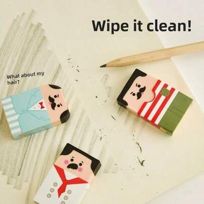 Cartoon Character Eraser, Creative Stationery Eraser, Pencil Eraser, Random Pattern