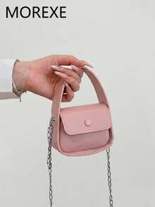 Mini Small Bag Women's Fashion Chain Crossbody Bag Minimalist Chic Versatile Pink Handbag - Pink - View 2