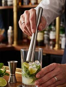 1pc 304 Stainless Steel Cocktail Muddler, Fruit Masher With Grooved Non-Slip Handle, Solid Lemon Lime Squeezer Tool, Mojito, Whiskey, Margarita And Lemonade Bar Accessory, Home Kitchen Bar Drink Mixing And Summer Cocktail Fruit Mashing Supplies - View 11