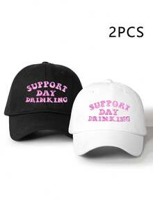 1/2件裝 女款刺繡 SUPPORT DAY 棒球帽，戶外可調節防曬休閒帽，適合春/秋季旅行、海灘度假，男款防曬帽，青少年帽 - 棒球帽 - 查看 20
