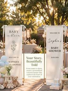 1pc Customized Baby Baptism Welcome Banner, Personalized Text Fabric Sign, Suitable For Baby In Bloom Party And Gender Reveal, Personalized Fabric Banner, Indoor And Outdoor Use - Multicolor - View 3