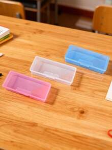 4 Stück/1 Stück transparente Aufbewahrungsbox für Schreibwaren mit großer Kapazität (zwei Größen erhältlich 7,28 Zoll/7,48 Zoll) Buntstifte Aquarellstifte Zeichenstifte Stiftehalter Schüler Zeichnen Skizzieren Federmäppchen Bürobedarf Organizer Box - Mehrere Stile - Übersicht 8