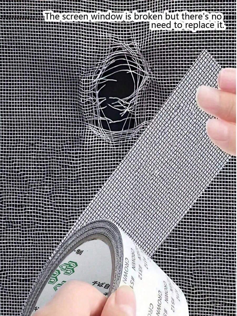 1 Rollo de Cinta Adhesiva para Reparación de Pantallas, Impermeable, Resistente a Desgarros, a Prueba de Insectos, Adecuada para Reparación de Tela y Pantalla, Aplicable para Reparación de Ventanas de Dormitorio/Cortina, Cocina, Accesorios de Cocina, Artículos Esenciales de Cocina - A - Ver 1