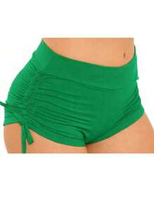 SW Women's Bikini Shorts Sunkini Shorts With Adjustable Side Ties For Beach, Pool, Knot, And Drawstring. - BANDERA VERDE - Ver 2