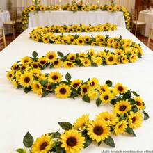 1/2pcs Artificial Sunflower Vine Decoration, Sunflower Wreath With Green Leaves, Suitable For Indoor/Outdoor Wall Decor, Wedding Arch, Party Decoration, Room Decor, Kitchen, Garden, Birthday, Wedding, Valentine's Day, Mother's Day - One Pack - View 10