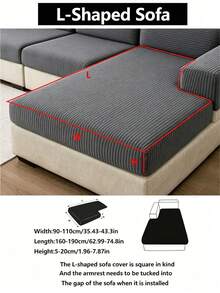 1PC Solid Color Fleece Sofa Seat Cover, Soft Plush Sofa Seat Cover, Elastic Comfortable, Suitable For All Seasons, Warm, Minimalist Style, Anti-Slip Anti-Fouling, Elastic, Machine Washable, Suitable For Backrest Cover/1/2/3/4/L-Shaped Chaise Sofa, With Armrests And Backrest, Living Room, Bedroom, Study (Pillow Case Not Included) - Dark Grey - View 13