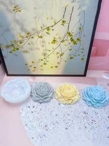 Molde de silicona para vela con flor de peonía, molde de silicona para adorno de resina y yeso aromático con peonía floral realista, disponible en 3 tamaños grande, mediano y pequeño, reutilizable, resistente al calor, fácil de desmoldar, adecuado como regalo festivo o decoración del hogar - A-blanco - Ver 4