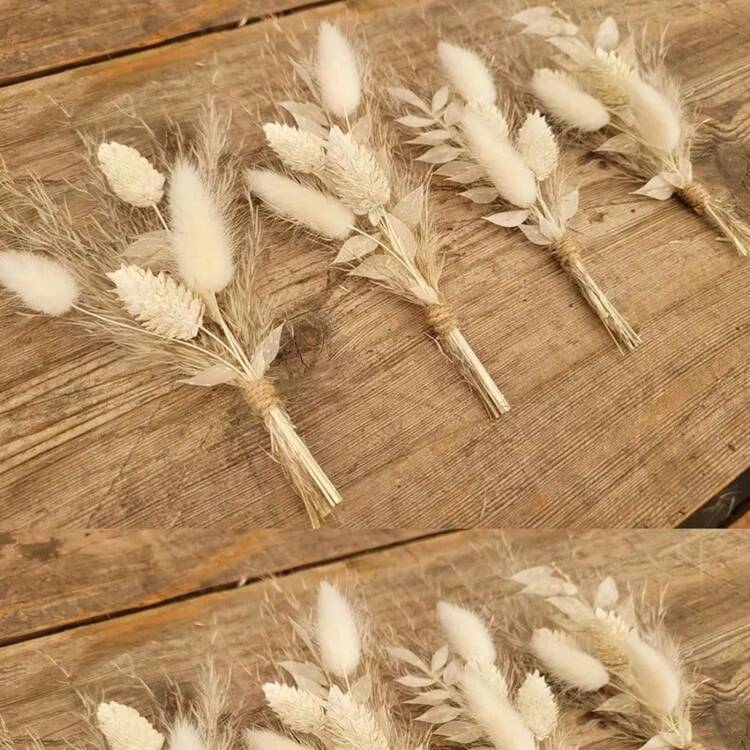 1/2/4/8/12pcs Mini Artificial Flower Bouquet Wedding Corsage Bohemian Style Wedding Decoration Men's Lapel Flower Table Centerpiece Decoration Reed Grass Birthday Cake Decoration Floral - G13 - View 5