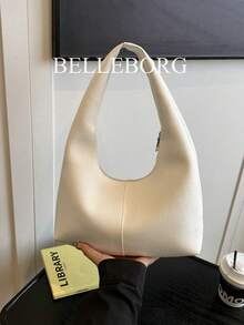 Casual Minimalist Large Capacity Lightweight Versatile Women Underarm Shoulder Bag - White - View 1