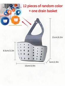 2pcs Sink Hanging Drain Basket Set, Includes 9 Sponges And Silicone Storage Box, Adjustable Strap Drain Rack, Sponge Holder, Faucet Hanging Basket, Kitchen Storage Bag (Purchase Based On SKU Image) - Multicolor - View 22