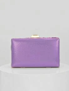 Elegant Shiny Multicolor Leaf & Floral Patchwork Crossbody Bag, Vintage Chain Strap Evening Bag, Mini Square Box Handbag, Suitable For Party Girls, Brides, College Students, Young Professionals, Versatile For Parties, Graduation Ceremonies, Weddings, Perfect Match For Party Accessories, Random Pattern Sent - Violet Purple - View 7