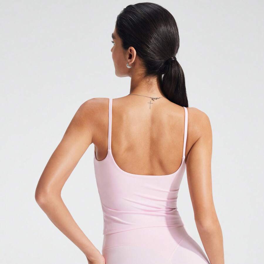 Women's European And American Cross-Border Yoga Vest, With A Nude Feel, Brushed Fabric, Beautiful Back Design, Sports Top With Chest Pads, Clothing - 粉色 - 查看 1