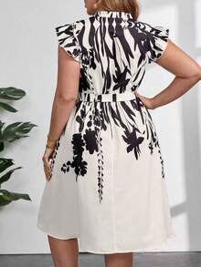 Women Midi Dresses - Blue and White - View 9