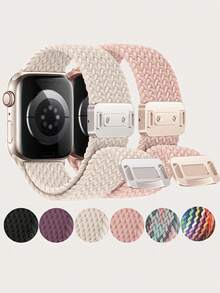 升級版金屬磁吸扣編織彈性錶帶，適用 49mm 45mm 44mm 46mm 42mm 41mm 40mm 38mm，男女通用，柔軟尼龍編織彈性運動錶帶，相容 Ultra 11/10/9/8/7/6/5/4/3/2/1，返校季適用 - 磁吸扣 - 查看 12