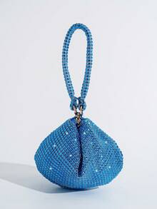 Mini Evening Bag With Rhinestone Decor, Women's Elegant Party Clutch, Lipstick Pouch, Daily Date & Shopping Handbag, Fashionable Coin Purse - Blue - View 5