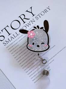 1pc Cute Floating Glitter Cat & Rabbit Cartoon Character Retractable Badge Reel - Doctor / Nurse / Teacher / Office Badge - A - View 14