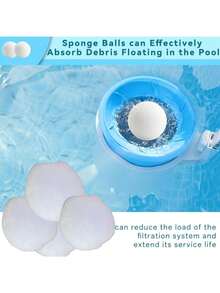 Bolas de limpieza para piscina - de absorción rápida, alta eficiencia, esponjas reutilizables para frotar spa y jacuzzi, adecuadas para sistemas de filtración de arena, diseño de superficie texturizada duradera, esenciales para el mantenimiento de piscina y spa. - Bolas de esponja descalcificadoras - Ver 3