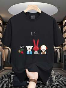 Local Store, Men's Shirts, Men's Clothing, Men's Shirts, Men's Shirt, Muppets 31 Minutos T-Shirt 180g Black And White, Character Print, High Quality, Collar - 黑色 - 查看 1