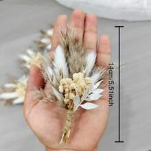 1/2/4/8/12件裝迷你人造花束 波希米亞風婚禮胸花 男士翻領花飾 桌上中心裝飾 蘆葦草 生日蛋糕花卉裝飾 - Y101 - 查看 7