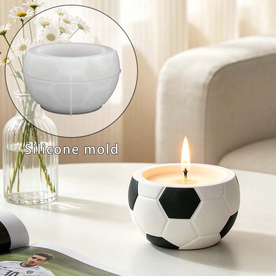 Moule en silicone pour pot de stockage de succulentes de la Coupe du Monde de Football, moule en résine DIY pour bougie d'aromathérapie de football - Moule de rangement pour ballon de football - Voir 1