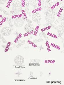 500pcs K-POP Theme Purple Silver Holographic Confetti With Music Note Disco Ball Design, Kpop Theme Party Decorations, Suitable For Birthday, Pop Music Party, Bachelorette Party, Decorative Confetti - K-pOP Disco Theme - View 3