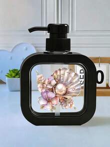 花卉與貝殼手動壓頭分裝瓶 - 黑白浴室/廚房水槽皂液分裝器，感應式/手壓式乳液、洗手液、沐浴乳容器 - 海洋主題衛生瓶 - 彩色 - 查看 13