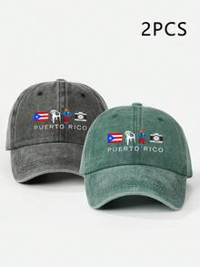 1pc/2pcs Printed PUERTO RICO Washed Baseball Cap, Outdoor Adjustable Sun Protection Casual Hat, Suitable For Spring/Autumn Travel, Beach Vacation, Y2K Style Youth Hat - Baseball Cap - View 30