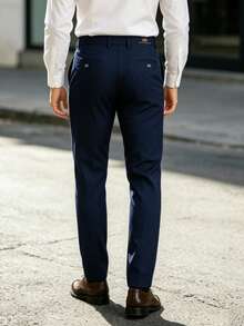 Officeau Men's Royal Blue Straight Leg Suit Pants, For Formal Business/Office, Gift For Father/Husband - Royal Blue - View 4