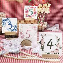 20/30/40 Pcs/Set Floral Wedding Table Numbers. Including Main Table Card, Table Center Decor, Double-Sided Printing, Flower And Geometric Pattern Design - View 6