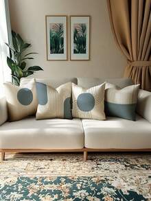4pcs,Modern Minimalist Line Style Cushion Covers,Bohemian Line Throw Pillow Covers,Zipper Closure,Washable,Home Decor,Sofa Decor Cushion Covers,Suitable For Bedroom,Living Room,Sofa,Car,Table And Chair Lumbar Pillow Covers,Outdoor Patio Camping Cushion Covers,No Pillow Insert - Retro Dark Blue - View 1