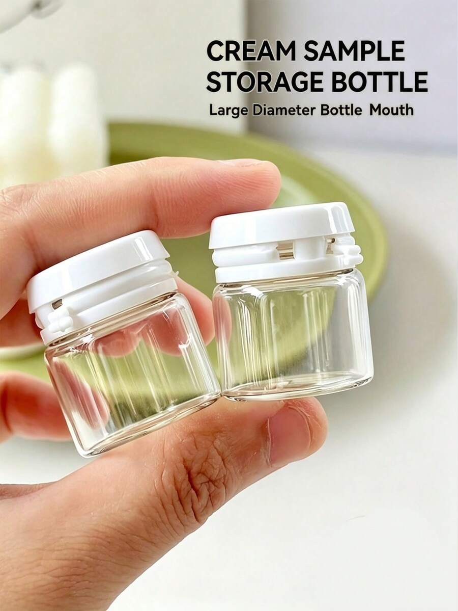 2pcs 10G Mini Cosmetic Cream Box, Liquid Foundation Dispensing Bottle, Glass Lotion Dispenser-Travel Portable Eye Cream Vials - Multicolor - View 1