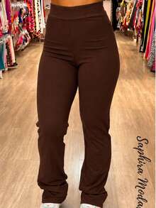 Basic Flare Ballerina Leggings Without Pockets - Óxido marrón - Ver 1