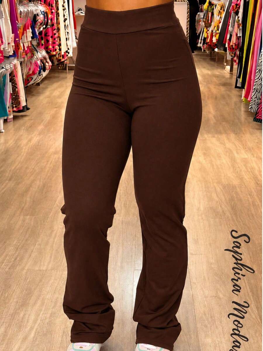 Basic Flare Ballerina Leggings Without Pockets - Óxido marrón - Ver 1