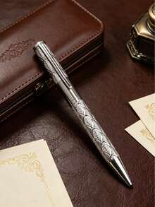 3pcs 3D Rhombus Pattern Metal Pens, (1 Pen + 2 Refills), Gold And Silver Colors Available, With 0.7mm Black Ink Refills, Twist-Out Mechanism, Suitable For Daily Office Recording, Business Signing, Student Classroom Notes, And As Gifts For Souvenirs, Back To School, Graduation, Etc. - Metal Pen - View 8
