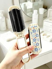 1pc, Foldable Comb Personalized Cute Printed Cartoon Rabbit Minimalist Ins Style Portable Comb Travel Convenient To Carry In Bag Women's Hair Styling Comb Suitable For Holiday Gift - Multicolor - View 3