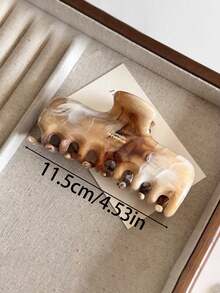 4件/1件 女款 10.8cm/4.25in 正方形直波浪閃電形棕色輕量塑料髮夾，時尚百搭高級優雅極簡純色髮爪，浴室髮飾適用於日常出行、休閒、派對、通勤、海邊度假、紮髮、馬尾、盤髮、洗臉、洗澡、化妝、穿搭搭配，髮飾 - 黃色 - 查看 2