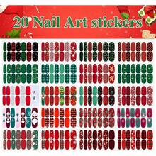 - 20 hojas de tiras de esmalte de uas de Navidad para mujeres y nias, calcomanas de arte de uas de gel, calcomanas de diseo de uas, calcomanas de uas completas para uas, tiras de gel - KIT3 Navidad 3 - Ver 2