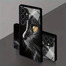 [Versand innerhalb von 24 Stunden]Dunkler Stil Schwarze Katze Nahaufnahme Handyhülle, Gelbäugige Schwarze Katze Kunstdruck, Vollabdeckung Anti-Sturz Glashülle, Geeignet für Apple 17/16/15/14/13/12/11/X/Xs/Pro/Plus/Max, S21/S22/S23/S24/S25/S26 und andere Modelle wie , , usw. - Abbildung 1 Stück - Übersicht 7