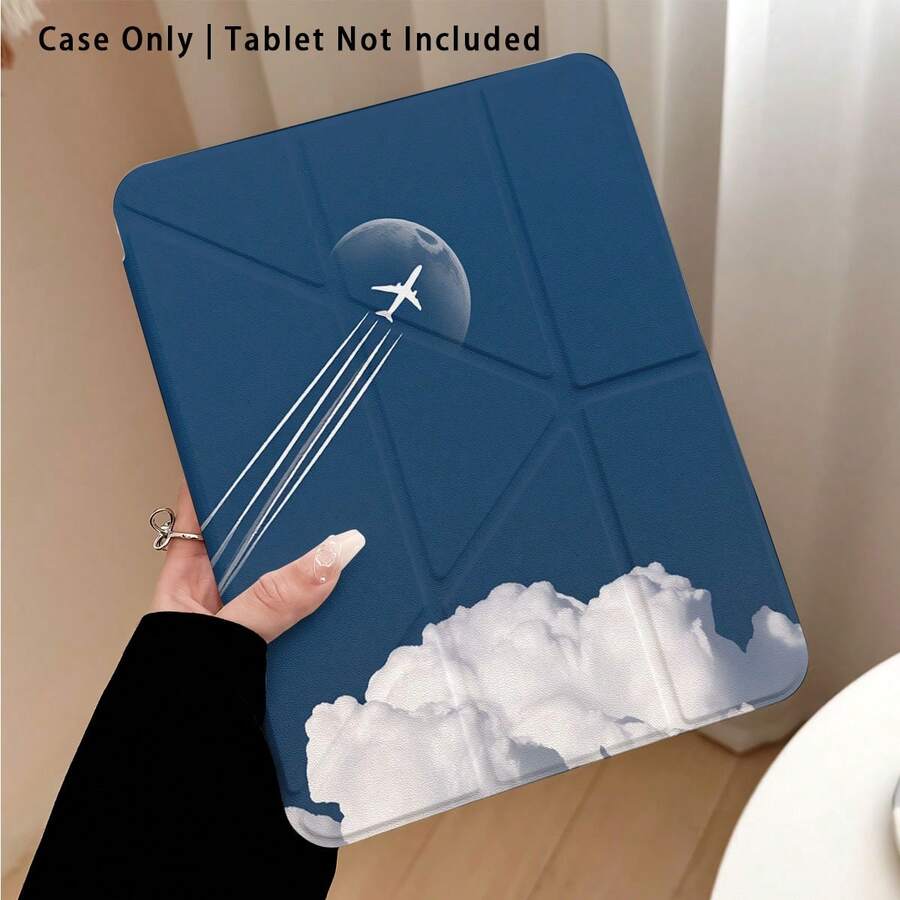 飛機與雲朵圖案彩繪效果平板保護殼附支架,適用於 Honor 8/9/10/X8/X8A/X9/X8Pro/X9Pro、MatePad SE 11"/MatePad 11"/11.5"、MatePad Pro、Apple 10th/11th Gen 2025 (A16)、Galaxy Tab A7/A9 及其他熱門機型 - 款式12 - 查看 1