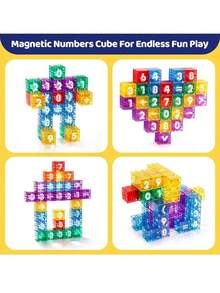 40pcs Travel Magnetic Number & Letter Blocks, Magnetic Building Blocks, DIY Stacking Toys, STEM Learning Construction Set With Storage Box, Number & English Theme, Portable Assembly Toys, Parent-Child Interaction, Random Colors - Multicolor - View 9