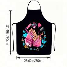 Adjustable Personalized Nail Art Pattern Apron, Suitable For Nail Technicians, Nail Salon Workers, Baking Enthusiasts, Housewives, Home Kitchen, Nail Salon Uniform, Perfect Gift For Nail Art Lovers - Multicolor - View 4