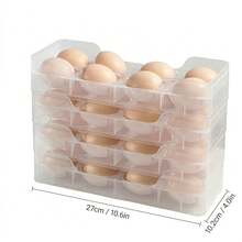 Soporte apilable transparente para huevos para la puerta lateral del refrigerador, caja de almacenamiento de huevos de plástico PP, organizador de huevos para refrigerador que ahorra espacio, bandeja de huevos con ranura profunda anti-rodamiento, contenedor de huevos para la encimera de la cocina - Multicolor - Ver 25