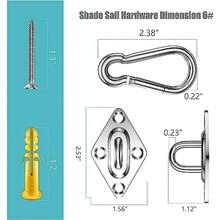 Shade Sail Hardware Kit With 50 Feet Cable Wire Rope, Anti-Rust Stainless Steel Stainless Steel Sun Shade Hardware Kit For Rectangle Square Triangle Shade Sail Installation 66 PCS - Silver - View 3